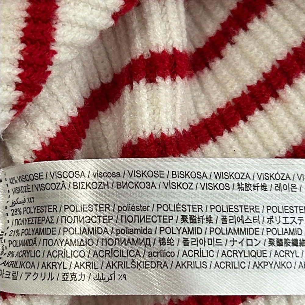 Mango White and Red Striped V-Neck Sweater - Picture 5 of 7